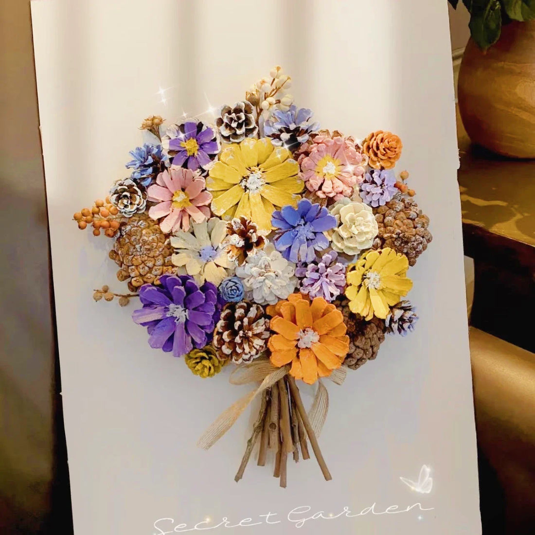 Pinecone Bouquet | Thanksgiving Craft | 3D Pop-up Greeting Card & Wall Art