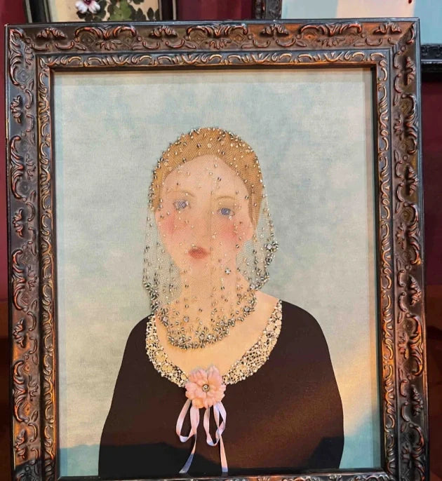 Hand-embroidered painting